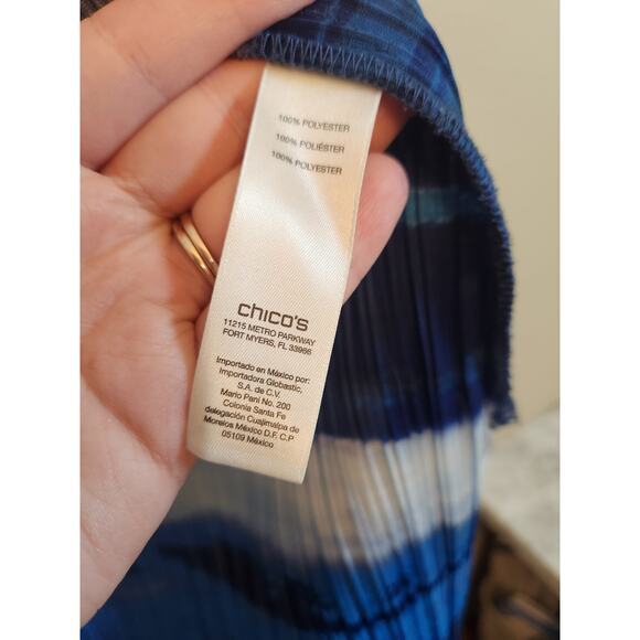 Chico's Collection Women Blue Ocean Stripe Long Sleeve Open Front Cardigan Large - Picture 4 of 6